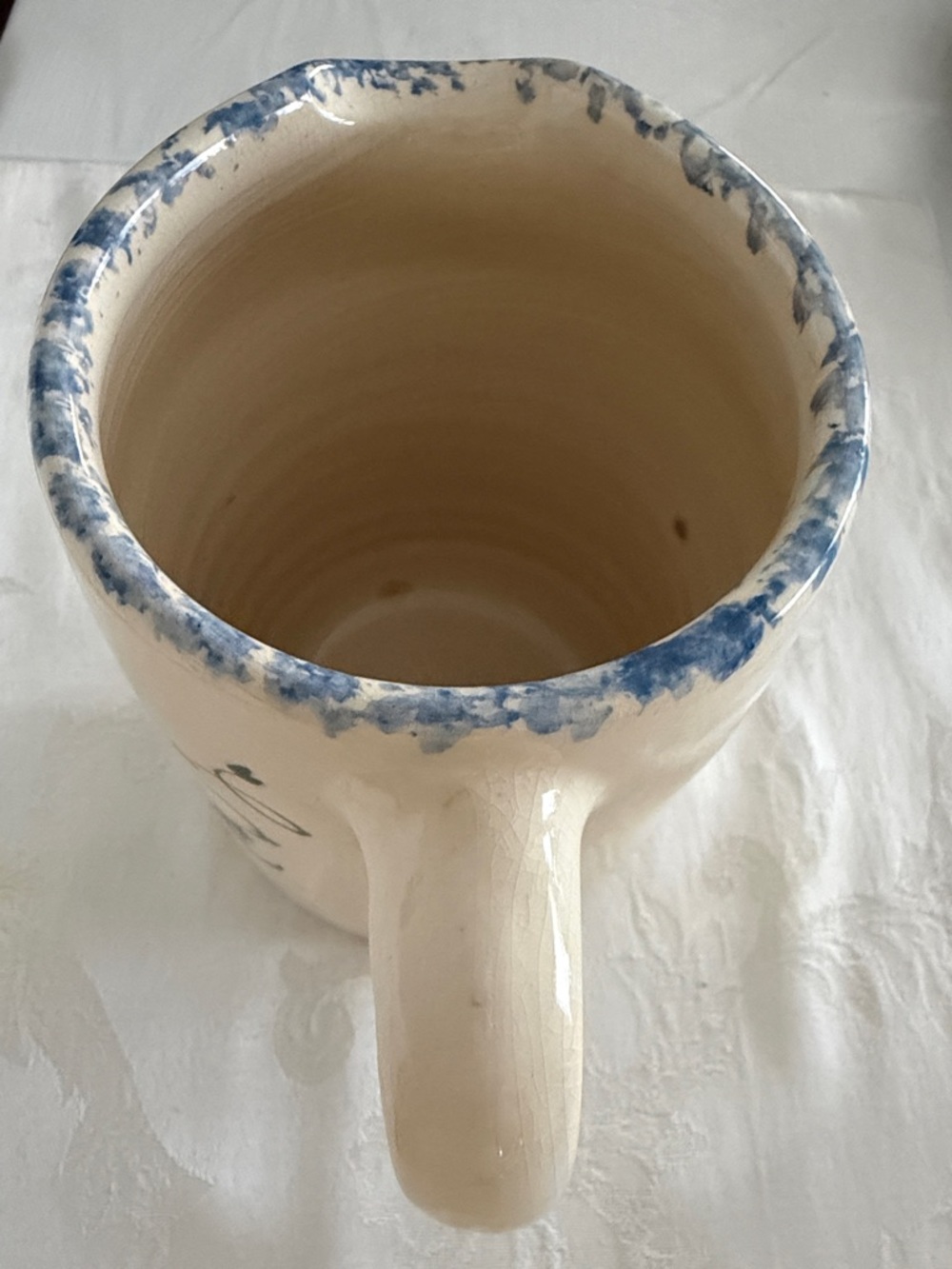Cow Creek Pottery Pitcher, Hand-Made & Painted Bluebonnets, Vintage, 6.5” x 4.5” - Picture 5 of 10